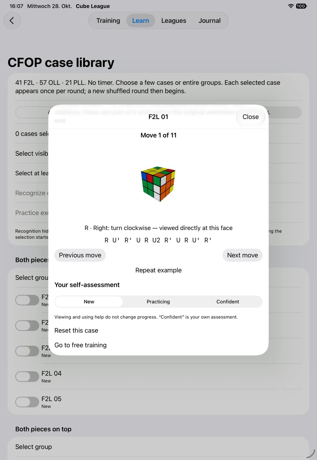 CFOP case with step-by-step algorithm playback (iPad)